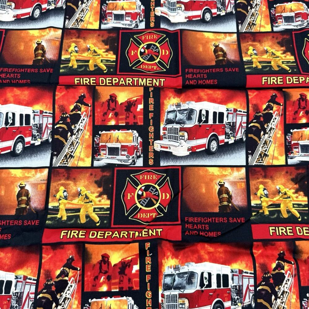 Fireman Firefighter Cotton Fabric-Firefighter Fireman Quilting Fabric 1 2/3 Yds.